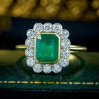 Edwardian Style Emerald Diamond Cluster Ring 2.13ct Emerald
