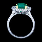 Edwardian Style Emerald Diamond Cluster Ring 3.73ct Emerald