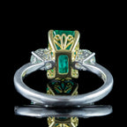 Edwardian Style Emerald Diamond Trilogy Ring 3.08ct Emerald 