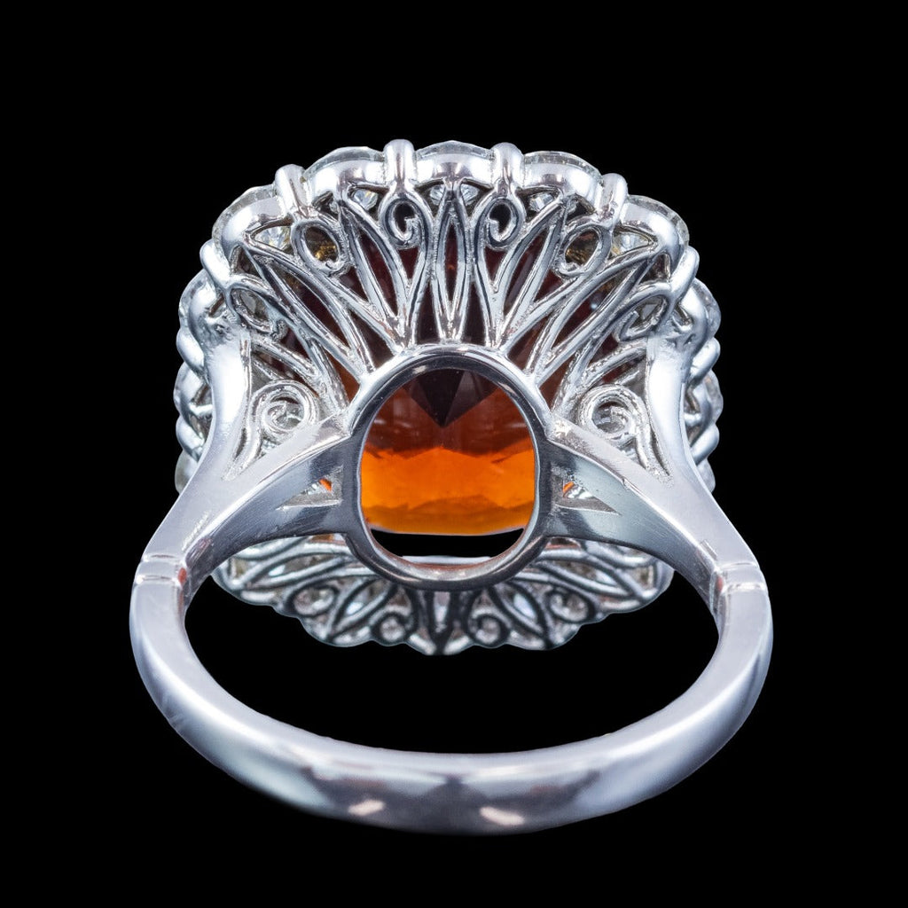 Edwardian Style Garnet Diamond Cluster Cocktail Ring 11.87ct Garnet With Cert
