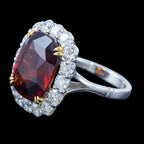 Edwardian Style Garnet Diamond Cluster Cocktail Ring 11.87ct Garnet With Cert