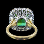 Edwardian Style Green Tourmaline Diamond Cluster Cocktail Ring 14.32ct Centre With Cert
