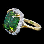 Edwardian Style Green Tourmaline Diamond Cluster Cocktail Ring 14.32ct Centre With Cert