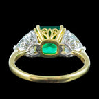 Edwardian Style Lab Grown Emerald Diamond Heart Trilogy Ring With Cert
