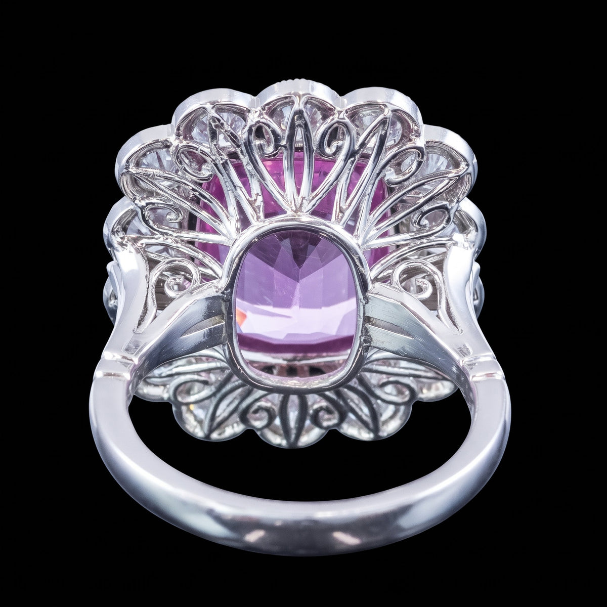 Edwardian Style Morganite Diamond Cluster Cocktail Ring 6.83ct Morganite With Cert