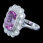 Edwardian Style Morganite Diamond Cluster Cocktail Ring 6.83ct Morganite With Cert