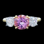 Edwardian Style Morganite Diamond Trilogy Ring 1.91ct Pink Morganite With Cert 