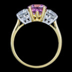 Edwardian Style Morganite Diamond Trilogy Ring 1.91ct Pink Morganite With Cert 