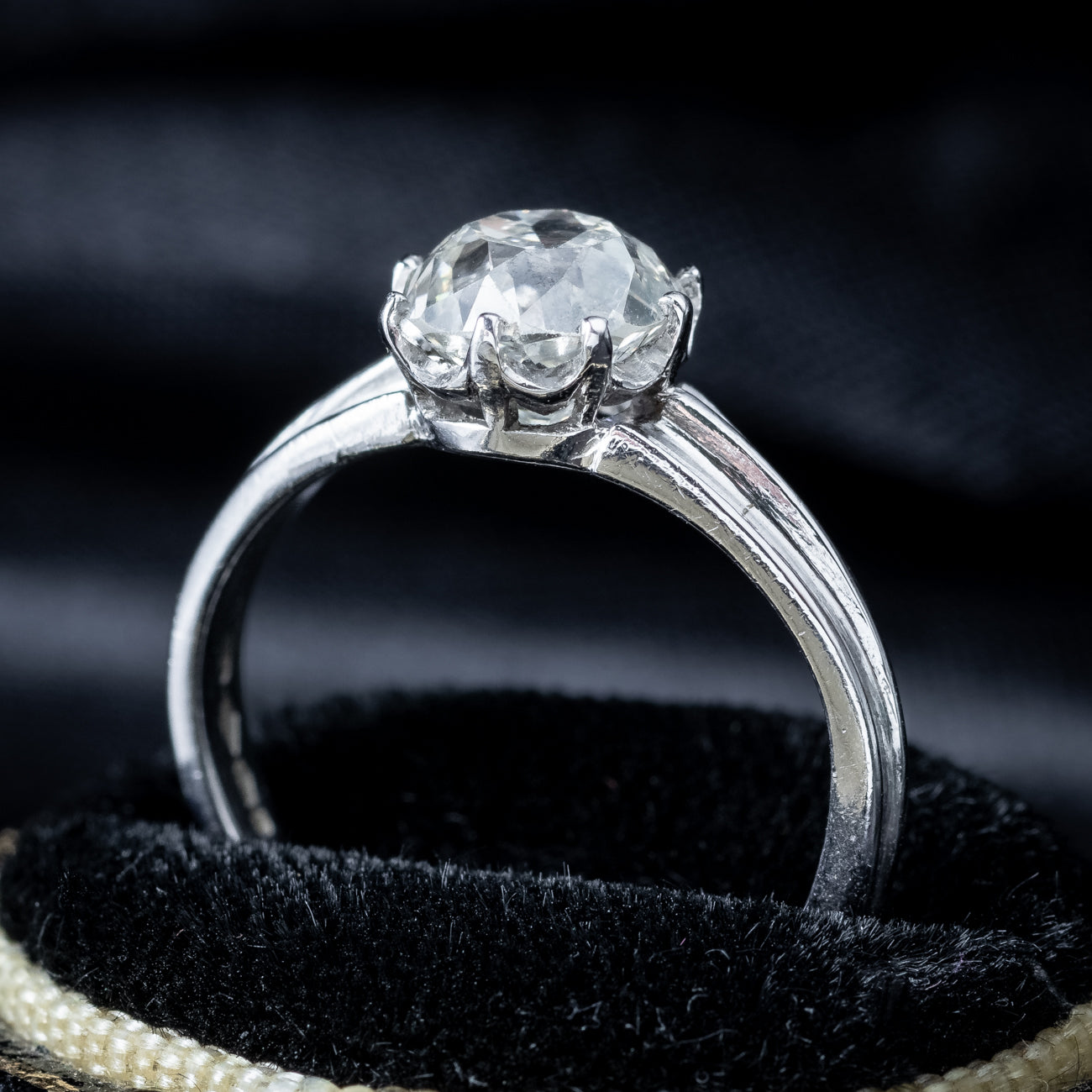 Edwardian Style Diamond Solitaire Ring 1.61ct Diamond With Cert