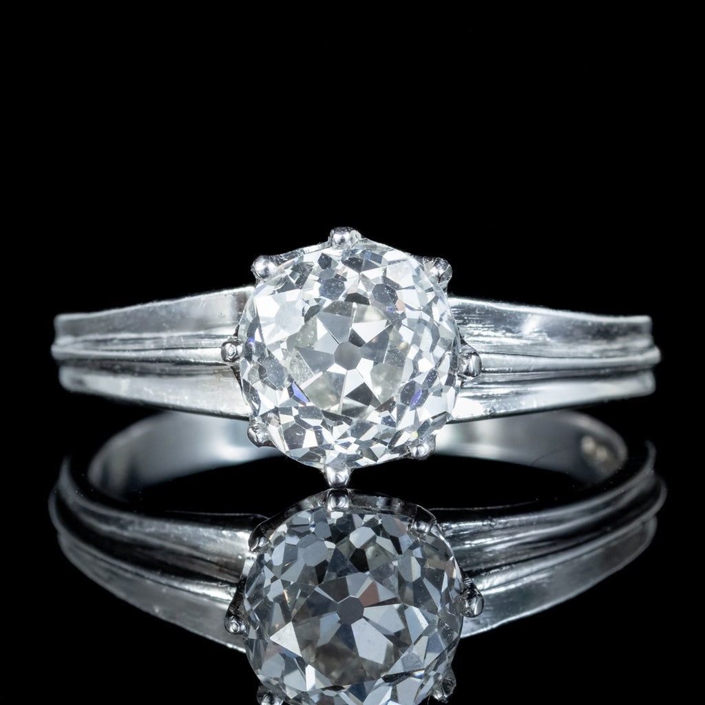 Edwardian Style Diamond Solitaire Ring 1.61ct Diamond With Cert
