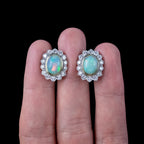 Edwardian Style Opal Diamond Cluster Clip Earrings 18ct Gold 2ct Opals 