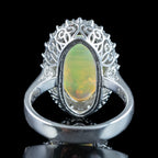Edwardian Style Opal Diamond Cluster Ring 5.20ct Natural Opal