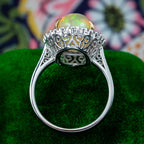 Edwardian Style Opal Diamond Cluster Ring 5.20ct Natural Opal