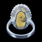 Edwardian Style Opal Diamond Cocktail Ring 5.58ct Natural Opal 