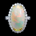 Edwardian Style Opal Diamond Cocktail Ring 5.58ct Natural Opal 