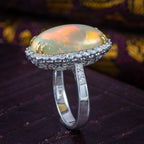 Edwardian Style Opal Diamond Cocktail Ring 5.58ct Natural Opal 