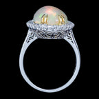 Edwardian Style Opal Diamond Cocktail Ring 5.58ct Natural Opal 