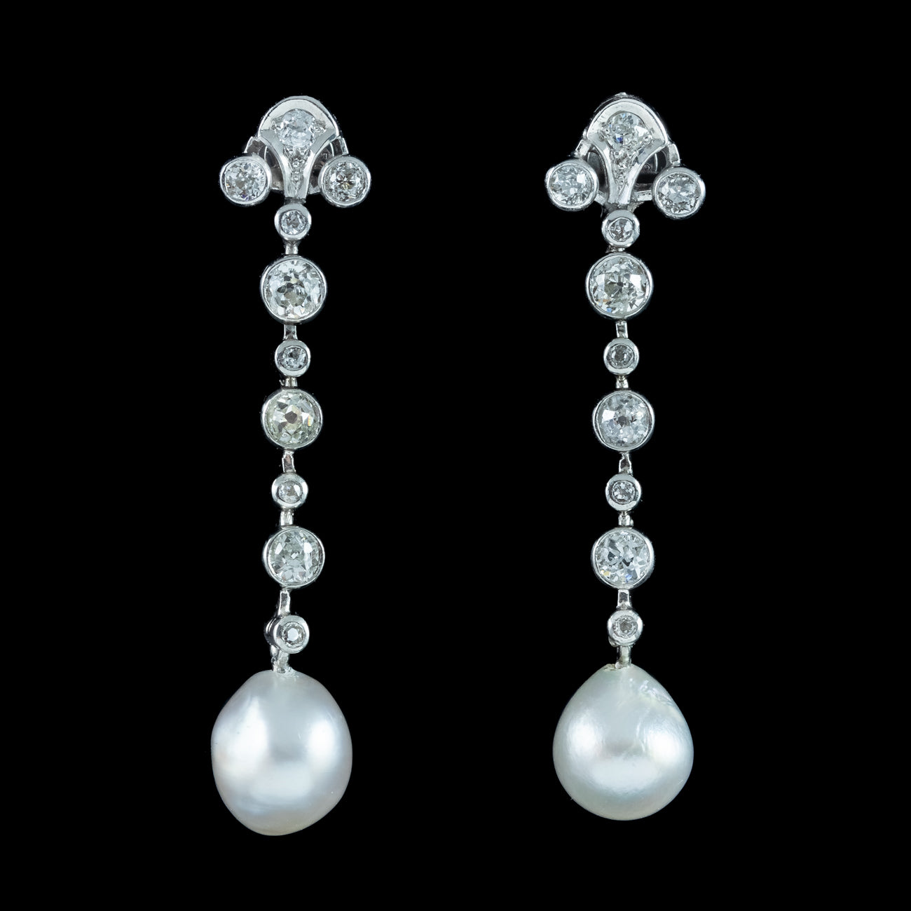 Antique Edwardian Pearl Diamond Drop Earrings 18ct Gold 1.3ct Total Secondary image