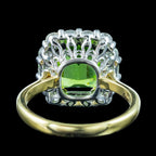 Edwardian Style Peridot Diamond Cluster Ring 4.57ct Peridot With Cert