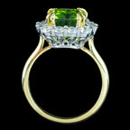 Edwardian Style Peridot Diamond Cluster Ring 4.57ct Peridot With Cert