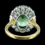 Edwardian Style Peridot Diamond Cluster Ring 6.89ct Peridot With Cert