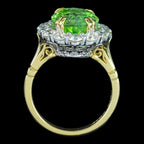 Edwardian Style Peridot Diamond Cluster Ring 6.89ct Peridot With Cert