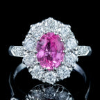 Edwardian Style Pink Sapphire Diamond Cluster Ring 1.75ct Sapphire