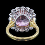 Edwardian Style Pink Tourmaline Diamond Cluster Cocktail Ring 9.50ct Centre With Cert