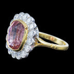 Edwardian Style Pink Tourmaline Diamond Cluster Cocktail Ring 9.50ct Centre With Cert