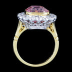 Edwardian Style Pink Tourmaline Diamond Cluster Cocktail Ring 9.50ct Centre With Cert