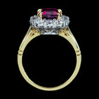 Edwardian Style Tourmaline Diamond Cluster Ring 3.86ct Pink Tourmaline