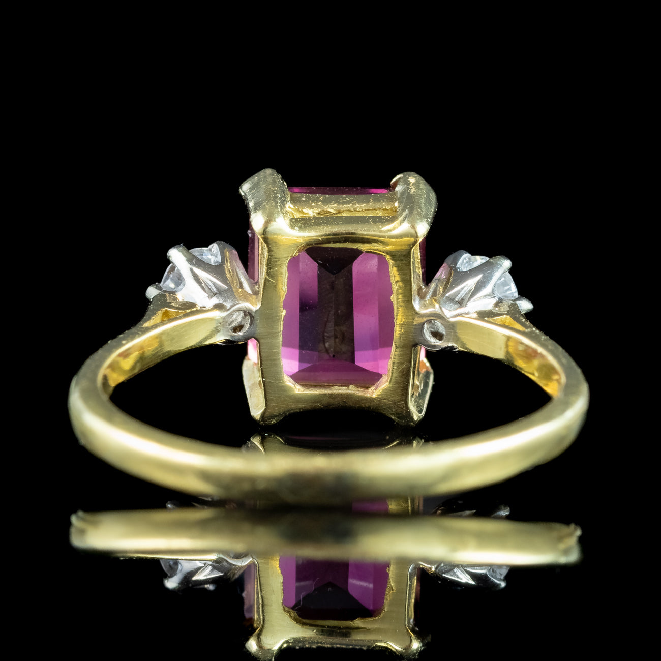 Vintage Pink Tourmaline Diamond Trilogy Ring 2.65ct Tourmaline