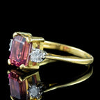 Vintage Pink Tourmaline Diamond Trilogy Ring 2.65ct Tourmaline