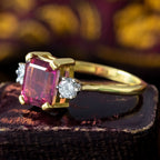 Vintage Pink Tourmaline Diamond Trilogy Ring 2.65ct Tourmaline