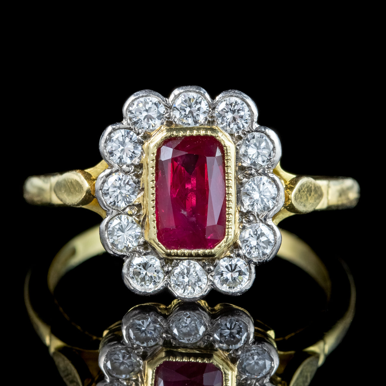 Edwardian Style Ruby Diamond Cluster Ring 0.75ct Ruby Secondary image