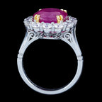 Edwardian Style Ruby Diamond Cluster Ring 9.04ct Greenland Ruby With Cert
