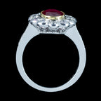 Edwardian Style Ruby Diamond Cluster Ring 2.05ct Burmese Ruby
