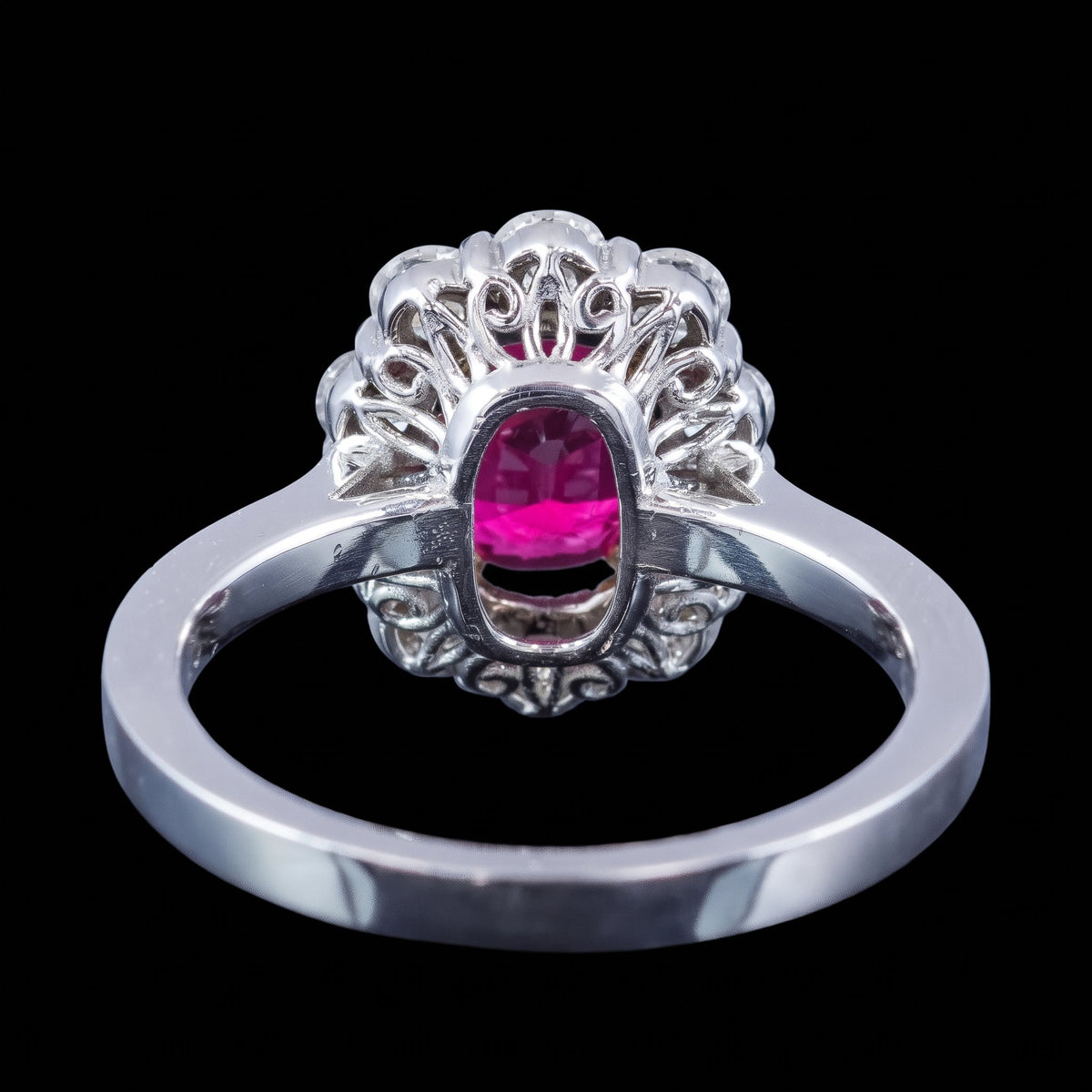 Edwardian Style Ruby Diamond Daisy Cluster Ring 1.67ct Ruby