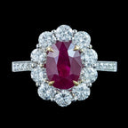 Edwardian Style Ruby Diamond Daisy Cluster Ring 2.12ct Ruby