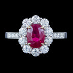 Edwardian Style Ruby Diamond Daisy Cluster Ring 1.67ct Ruby