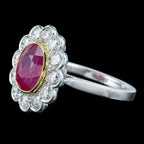 Edwardian Style Ruby Diamond Daisy Cluster Ring 3.22ct Ruby