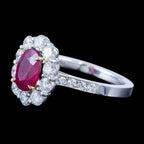 Edwardian Style Ruby Diamond Daisy Cluster Ring 1.67ct Ruby
