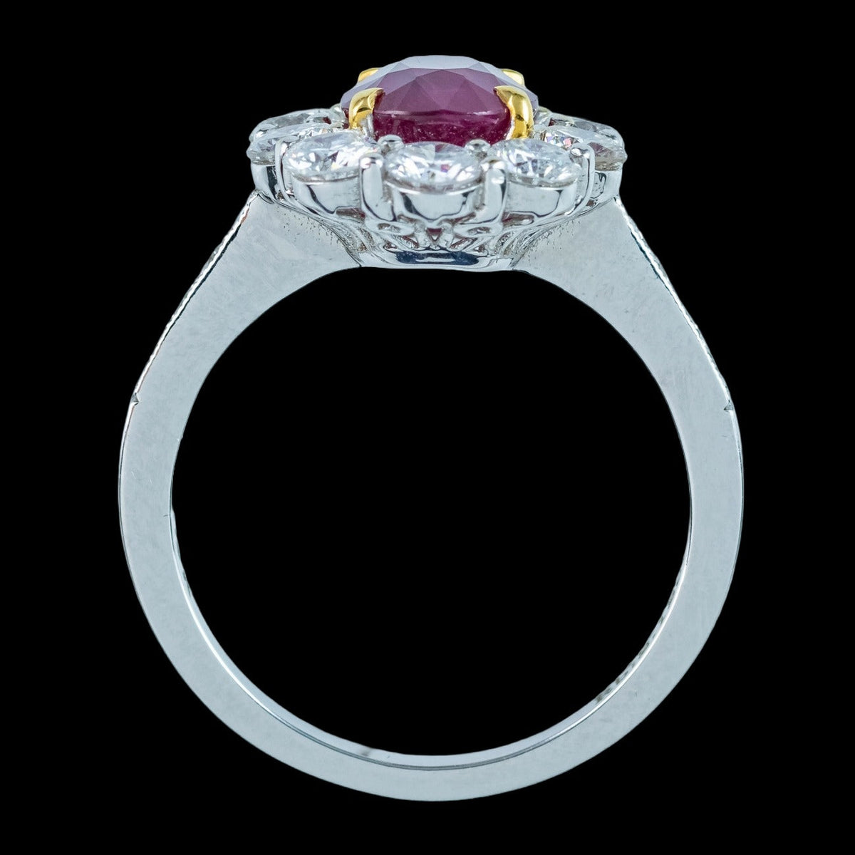 Edwardian Style Ruby Diamond Daisy Cluster Ring 2.12ct Ruby