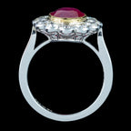 Edwardian Style Ruby Diamond Daisy Cluster Ring 3.22ct Ruby