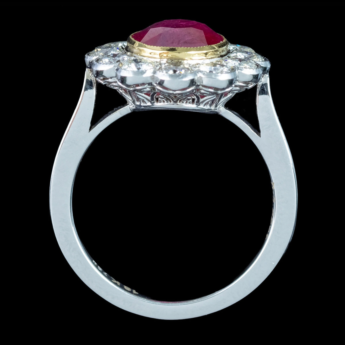 Edwardian Style Ruby Diamond Daisy Cluster Ring 3.22ct Ruby