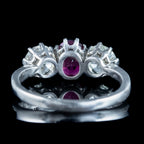 Edwardian Style Ruby Diamond Trilogy Ring 0.90ct Ruby 1.6ct Diamond
