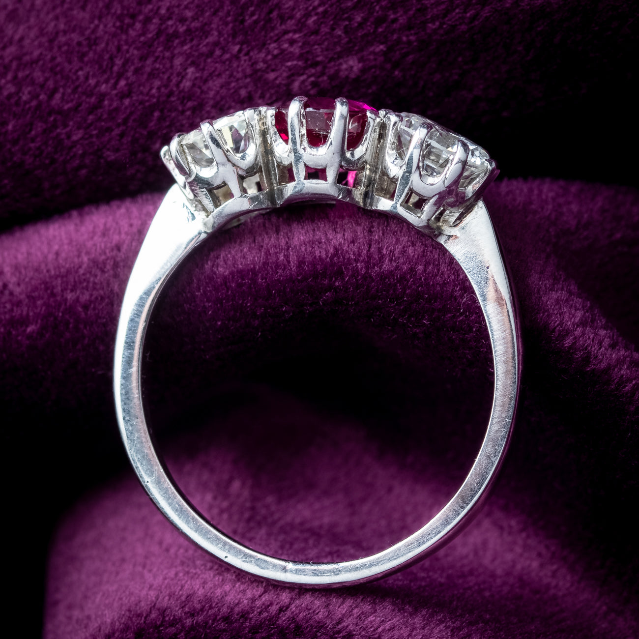 Edwardian Style Ruby Diamond Trilogy Ring 0.90ct Ruby 1.6ct Diamond Secondary image