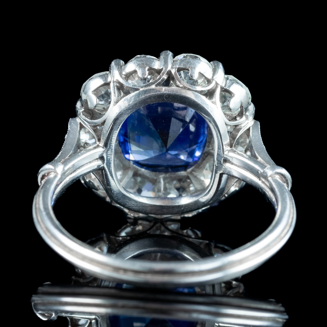Edwardian Style Sapphire Diamond Cluster Ring 2.42ct Natural Sapphire