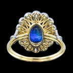 Edwardian Style Sapphire Diamond Cluster Ring 3.44ct Blue Sapphire 