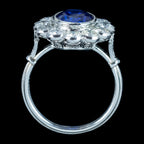 Edwardian Style Sapphire Diamond Cluster Ring 3.50ct Sapphire